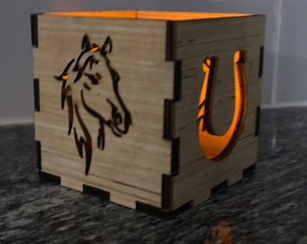 Wooden Horse/ Horse shoe Lantern Tea Light candle holder Laser Cut