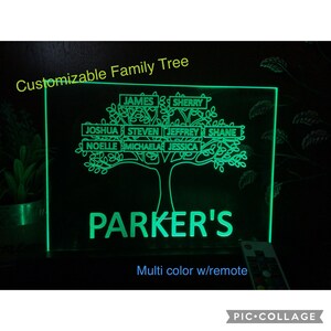 Multi-LED Color Neon Family Tree  Welcome personalized Entry sign   (Black painted Base)