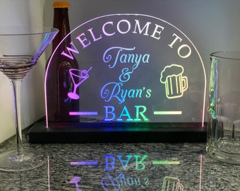 Arched Welcome to Home Bars Open sign  Bar sign Multi-LED Color Neon Chasing LED Lighted sign. mancave or kitchen