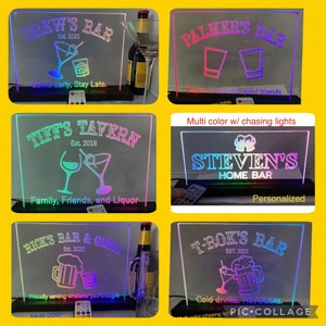 Multi-Neon Color Casing LED Bars Open sign custom Bar sign mancave Beer Whisky Cocktail personalized (Black painted Base)