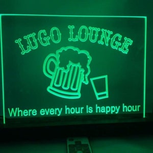 Custom Multi-Color LED CHASING lighted Plexiglass sign custom Bar sign mancave Beer and Shot glass Whisky Cocktail personalized beer sign