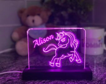 Personalized unicorn Nightlight baby gift Chasing lighted sign, neon sign, Baby room nightlight baby shower gift