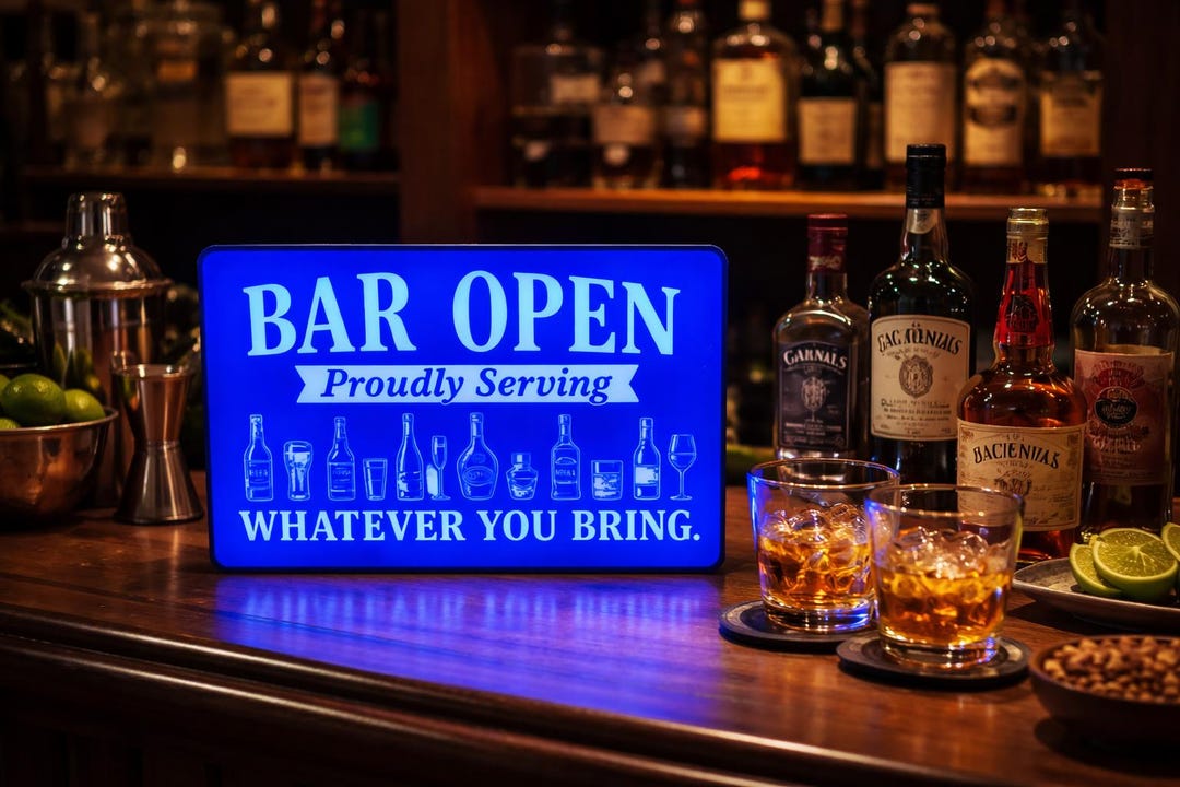Bar Open - Home Bar Sign 3D Printed Lighted Sign Lightbox - Etsy