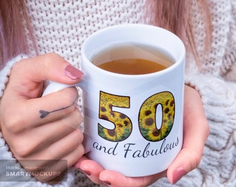 50 and Fabulous with Personalized picture Office coffee mug funny mugs