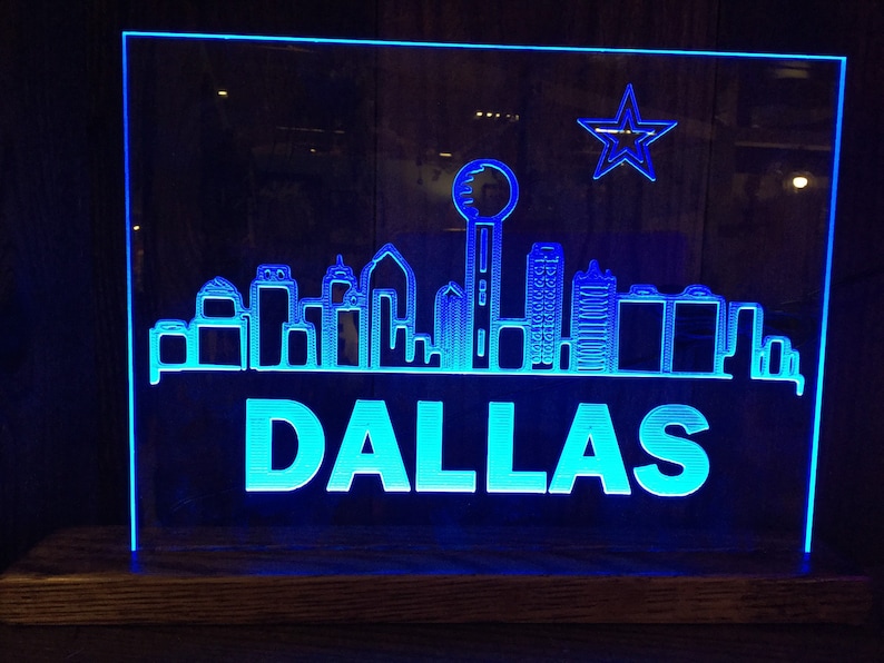 Personalized MultiColor LED Dallas Texas City Skyline LED Etsy