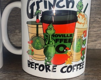 Grinch Coffee Helps  coffee mug funny mugs