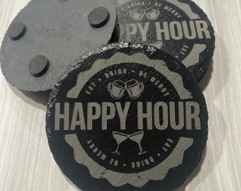 Slate coasters happy hour drink holder