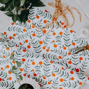 Wrapping Paper Sheets - 5 Sheets - Clementines - Shelf & Drawer Liner - Original Artwork