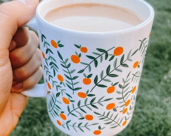 11 oz. Mug - Clementine Print - original - hand-painted design