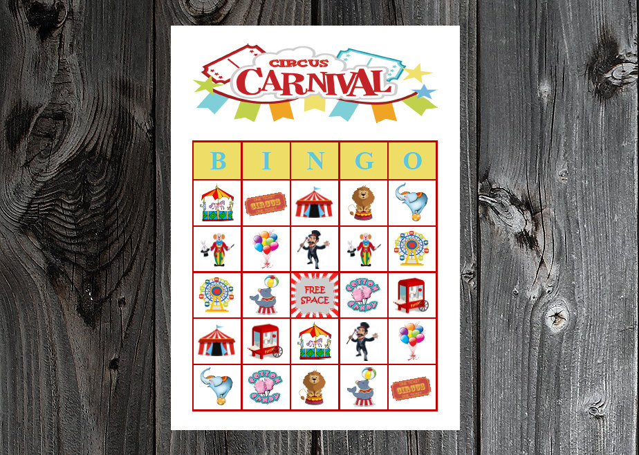 circus-carnival-bingo-30-printable-birthday-party-bingo-game-cards-etsy