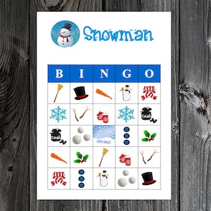 Snowman Winter Bingo 30 Printable Christmas Holiday Party Bingo Game ...