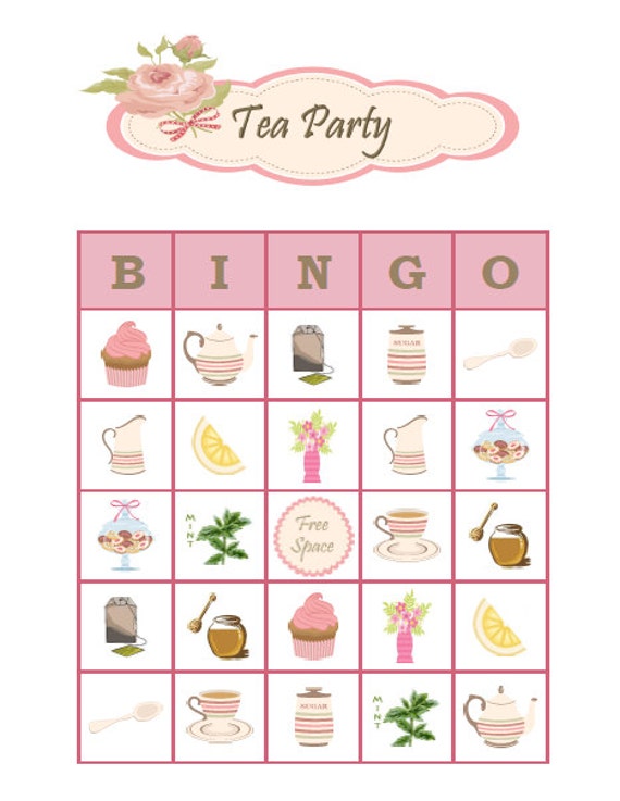 Tea Party Bingo 30 Printable Bingo Game Cards for Girls - Etsy