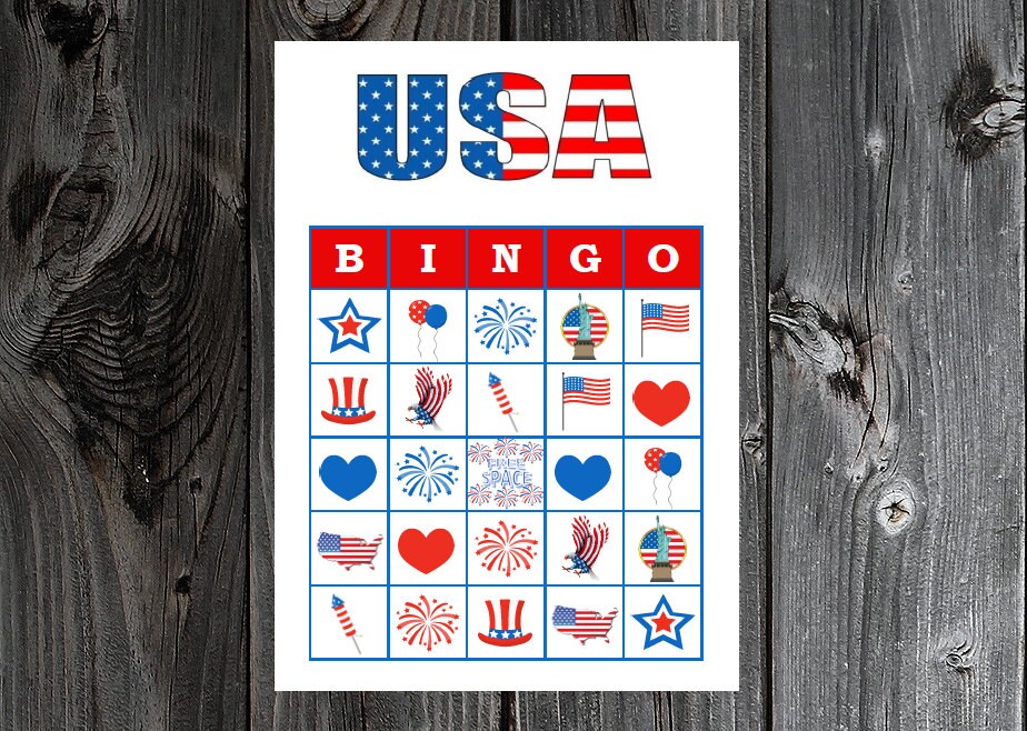 USA Bingo 30 Printable Patriotic Fourth of July Olympics Party Bingo ...