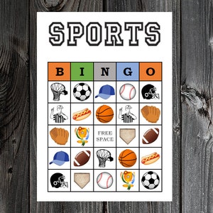 Sport Bingo 30 druckbare Sport Baseball Fußball Fußball Basketball Geburtstagsparty Bingo Spielkarten