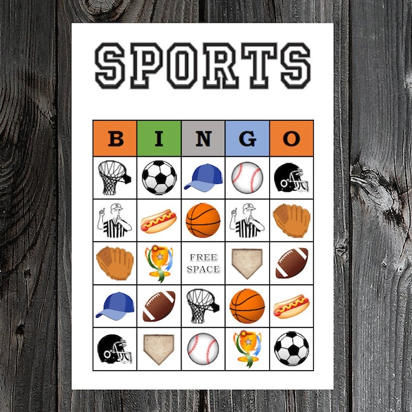 Sport Bingo 30 afdrukbare sport honkbal voetbal voetbal basketbal verjaardagsfeestje bingo spelkaarten