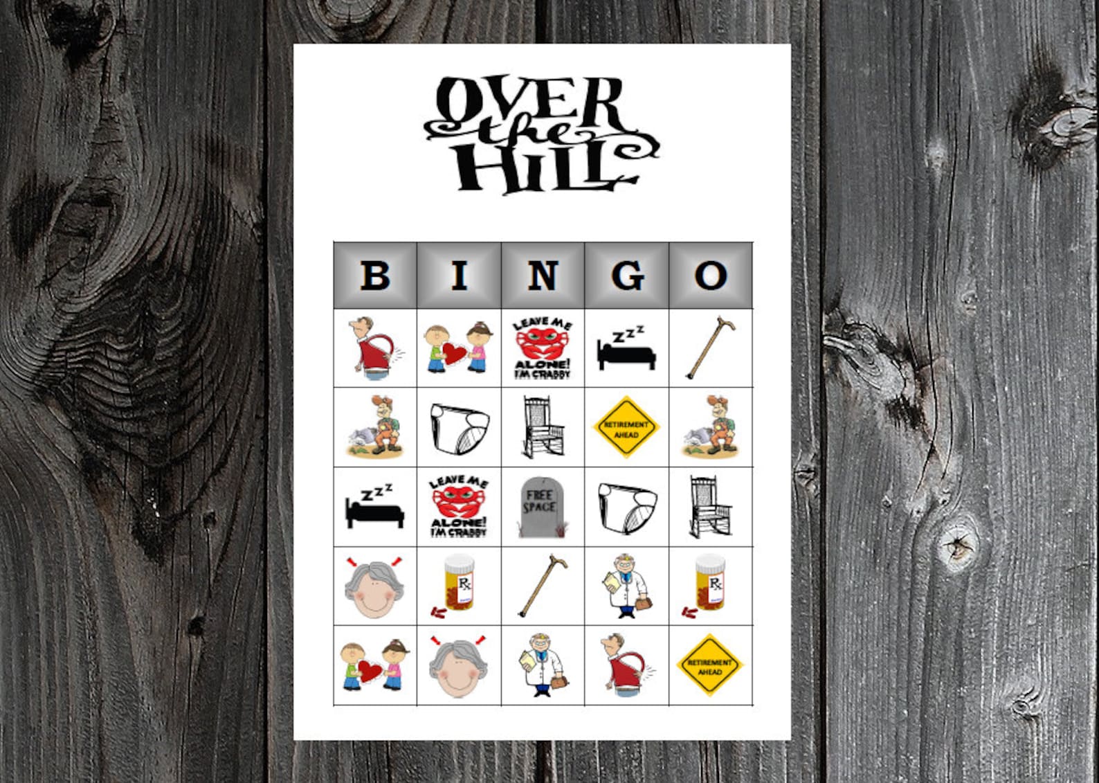 Over the Hill Bingo 30 Printable Birthday Party Bingo Game Cards for ...