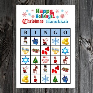 Weihnachten Chanukka Bingo 30 Printable Frohe Feiertage Party Bingo Spiel Karten