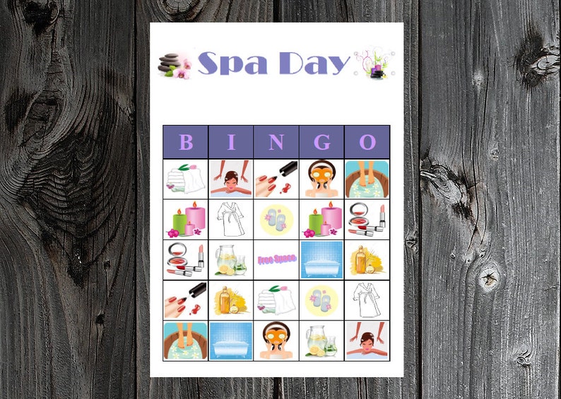 Spa party bingo free printable