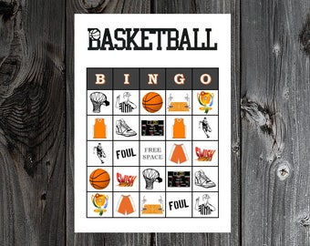 Basketball Bingo 30 cartes de jeu de bingo pour fête d'anniversaire sportive imprimables