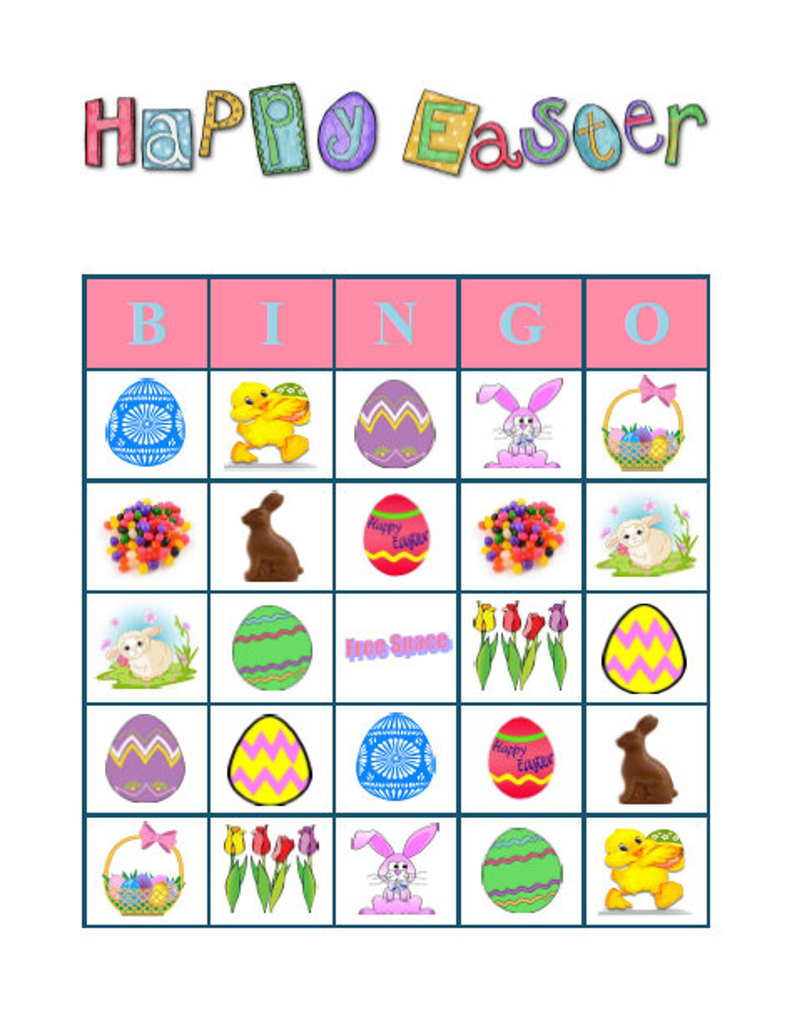 Easter Bingo 30 Printable Easter Holiday Party Bingo Game Cards Etsy