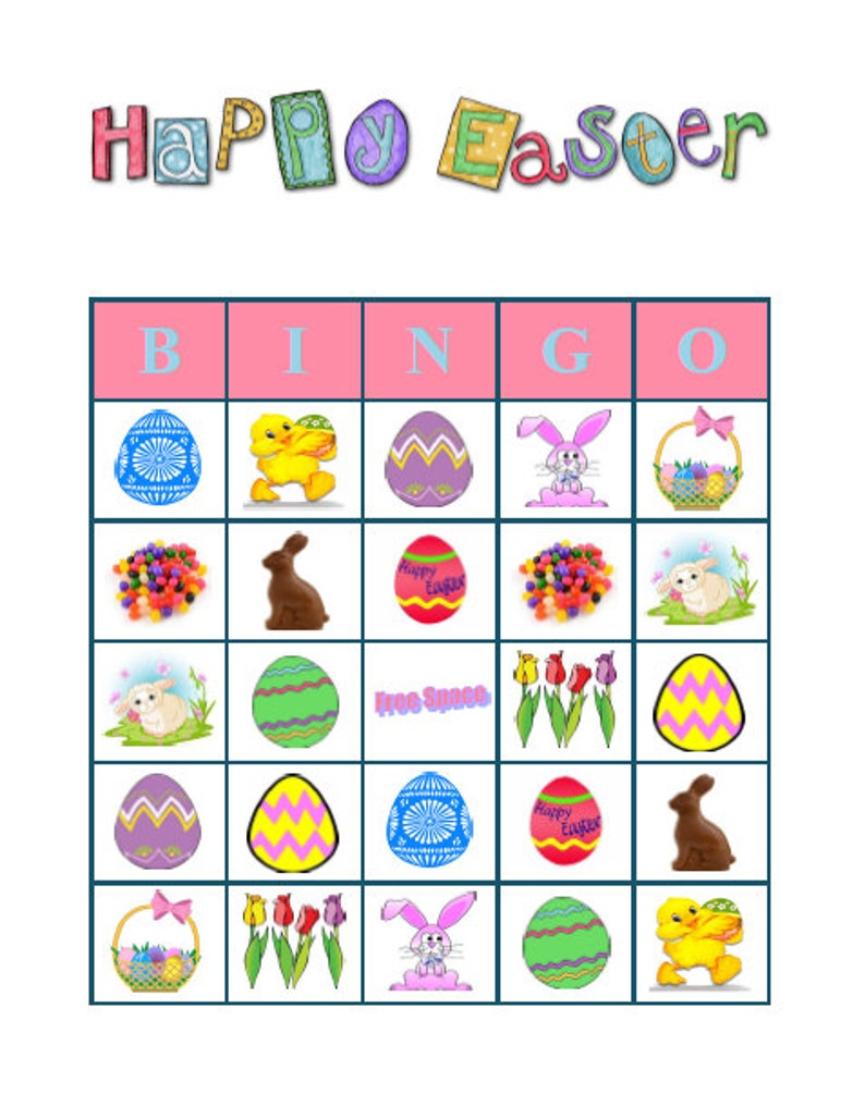 Easter Bingo 30 Printable Easter Holiday Party Bingo Game Cards Etsy
