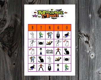 Halloween Monster Mash Bingo 30 Printable Halloween Party Bingo Game Cards