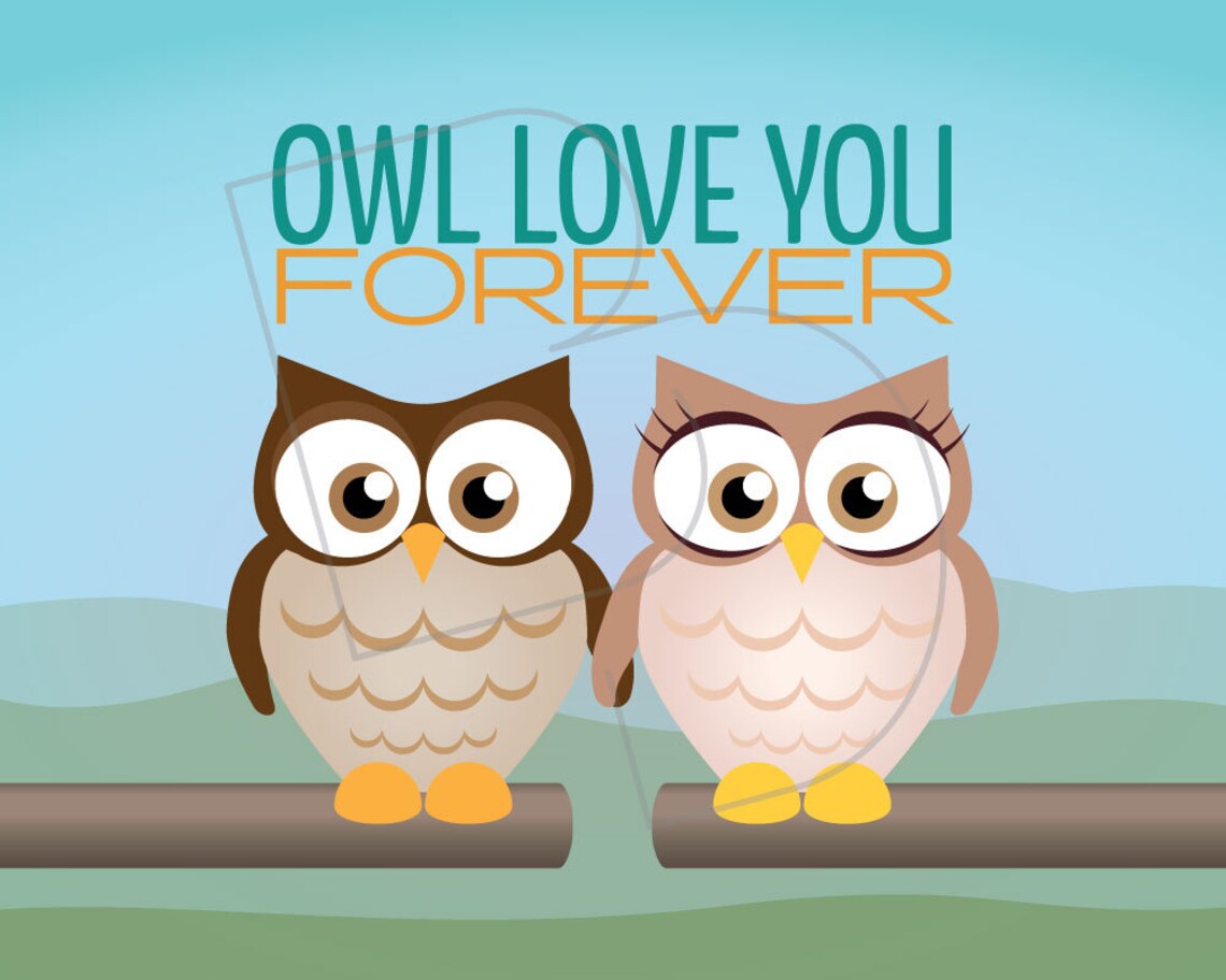 Owl Love You Forever Wall Art, 20 x 16 inches, instant digital download