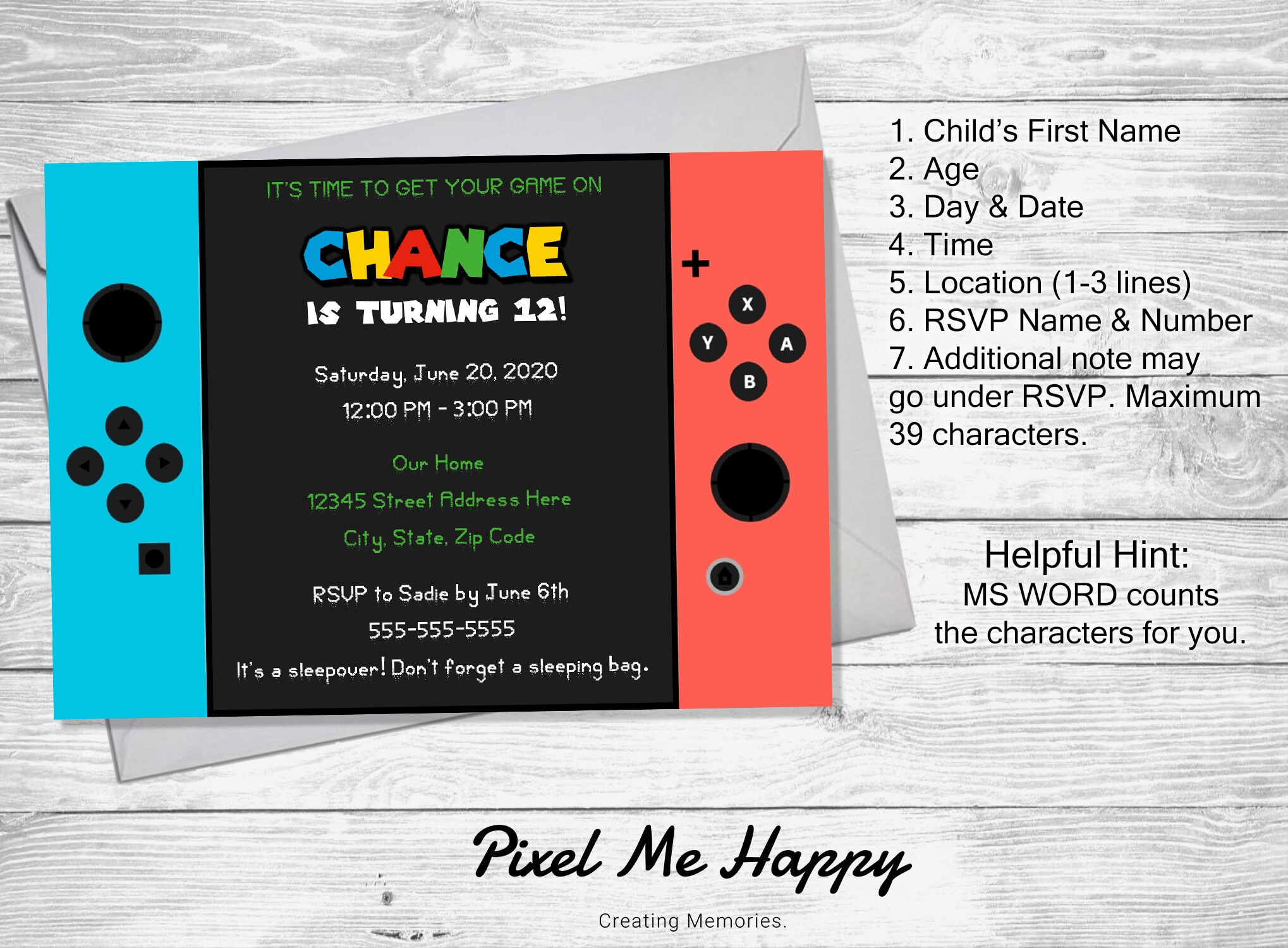 MixNMatch Nintendo Switch Birthday Party Invitation Choose Etsy