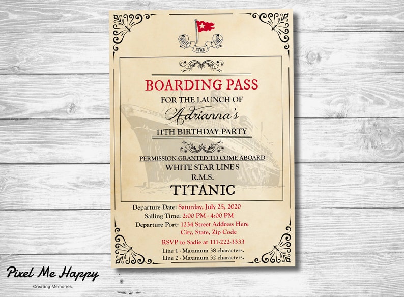 Titanic Birthday Invitation Digital File | Etsy