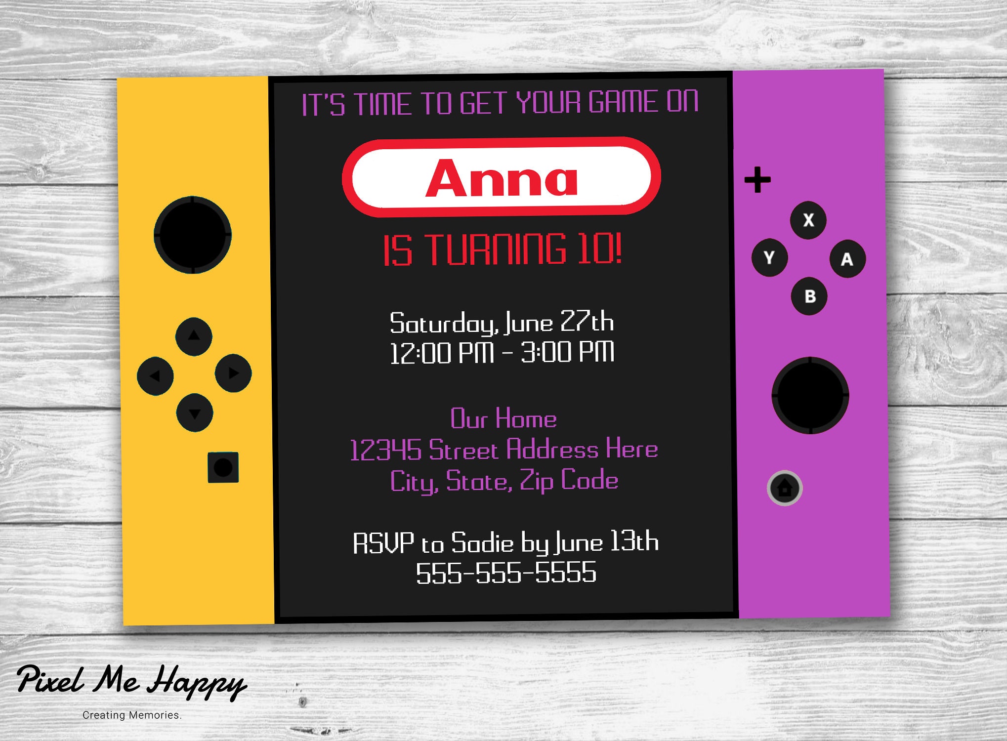 MixNMatch Nintendo Switch Birthday Party Invitation Choose Etsy