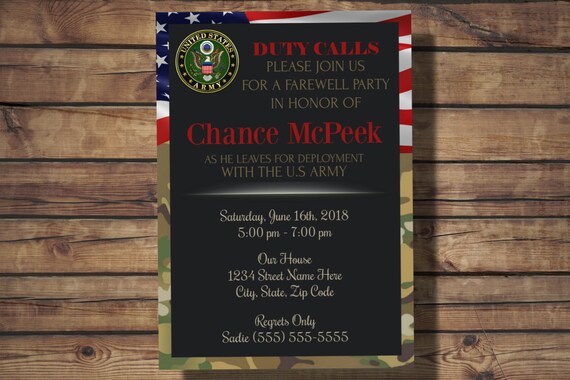 Army Deployment Farewell Party Invitation Digital Etsy