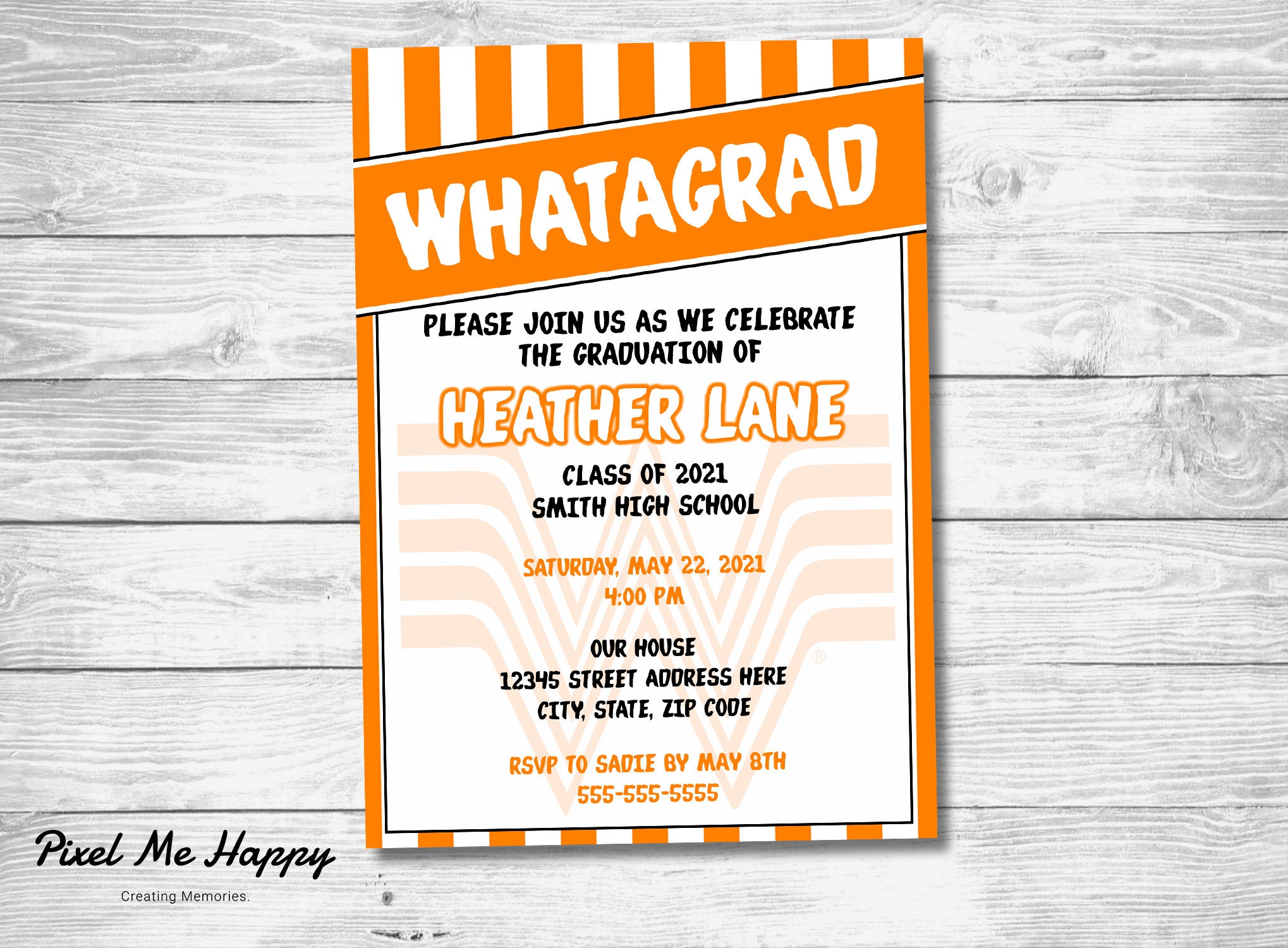 Whataburger Themed Graduation Invitation Etsy
