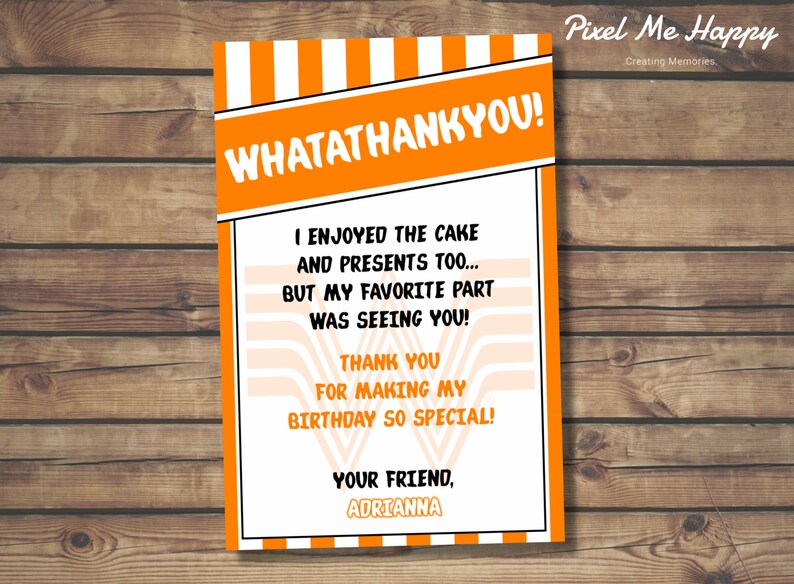 Whataburger Themed Thank You Card Digital File Etsy