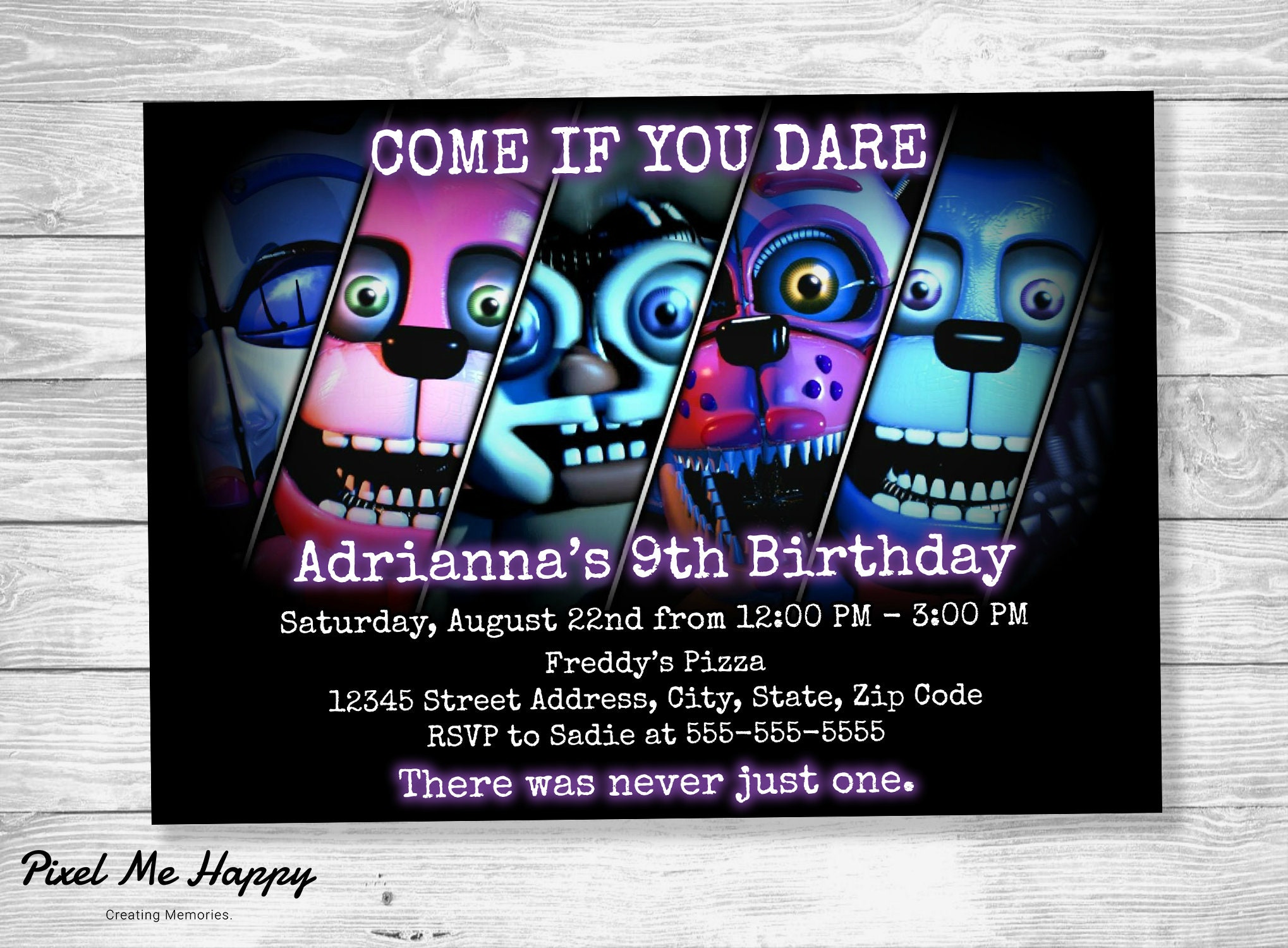 Five Nights At Freddy S Fnaf Sister Location Purple Etsy