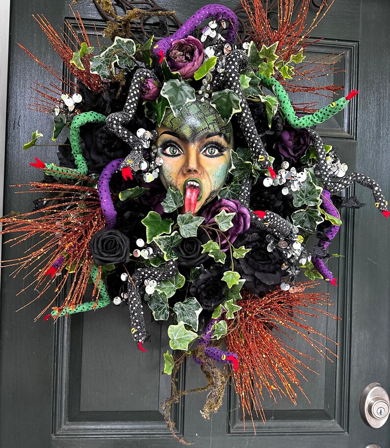MEDUSA Halloween Wreath Fall Wreath Halloween Door Hanger Etsy