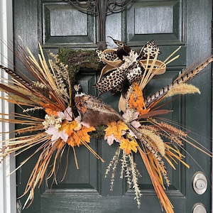 Pheasant wreath, Pheasant nesting in the reeds,bird wreath