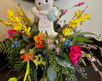 Easter arrangement, Easter decor, Bunny centerpiece