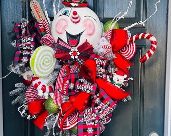 Jolly Snowman, Snowman,Christmas snowman, Christmas decor, Christmas door hanger