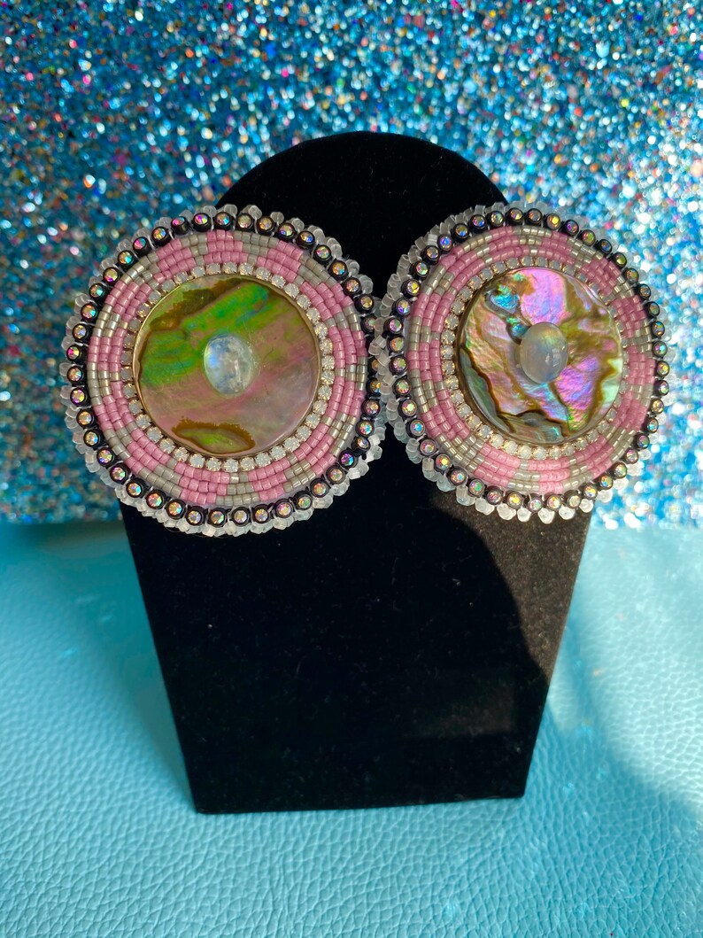Bad Moon Rising OOAK beaded earrings