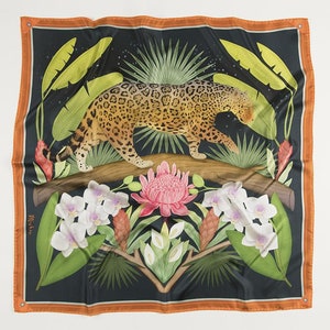 Night in the Jungle Luxury Square Illustration Art Scarf - 2021 Etsy Design Awards Finalist