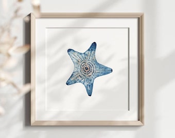 Starfish Printable, Minimalistic Watercolor Decor, Living Room Wall Art, Printable Starfish Art, Blue & Pink Kids Room Decor, Cute Wall Art