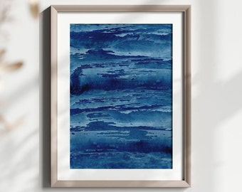 Blue Watercolor Wall Art Printable, Blue Abstract Wall Art, Home Decor Printable, Navy Blue Printable Artwork, Nursery Room Decor, Wall Art