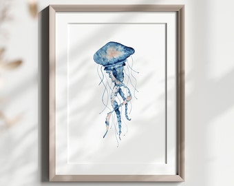 Printable Watercolor Art, Blue Wall Art, Printable Contemporary Art Poster, Pastel Wall Decor, Minimal Abstract Wall Decor Art