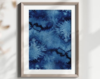 Abstract Printable Art, Watercolor Printable, Blue Home Decor Print, Watercolor Wall Print, Blue Home Decor, Navy Blue Wall Art, Hallway Art