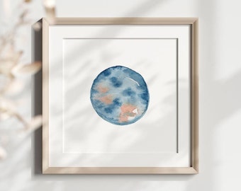 Bubble Artwork, Printable Digital Download, Blue Ocean Print, Watercolor Bubble Wall Art, Bubble Printable, Bubble Decor, Cute Nursery Art