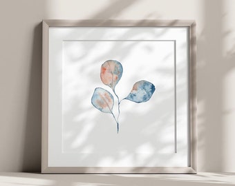 Watercolor Plant Art, Printable Wall Decor, Pastel Nursery Room Decor, Ocean Beach House Wall Art, Botanical Plant Wall Art Prints, Wall Art