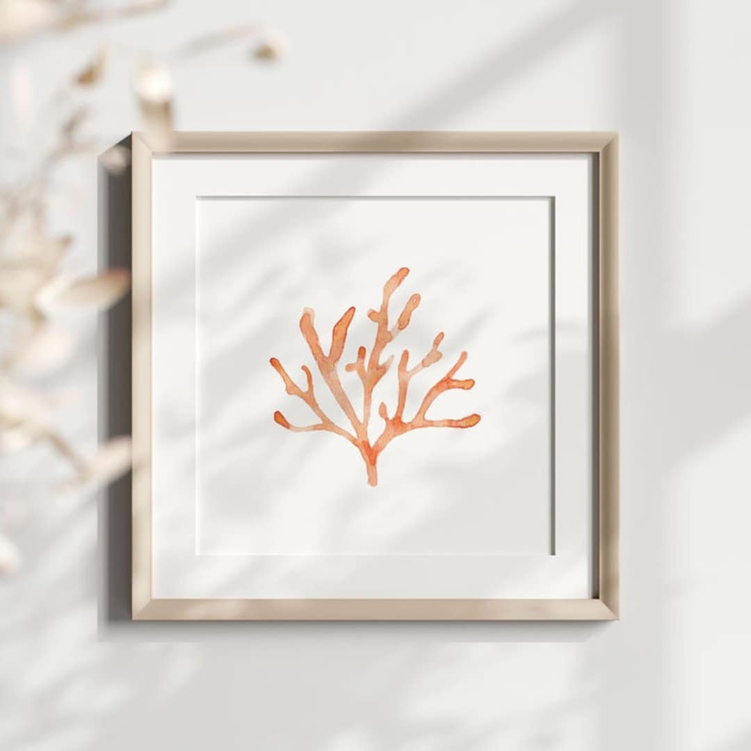 Printable Coral Artwork, Ocean Themed Printable Art, Pink Living Room ...