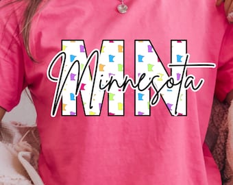 Bunt Minnesota State Umriss PNG - Sublimation und DTF Design (Digitaler Download)