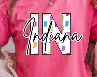 Colorful Indiana State Outline PNG - Sublimation and DTF Design (Digital Download)