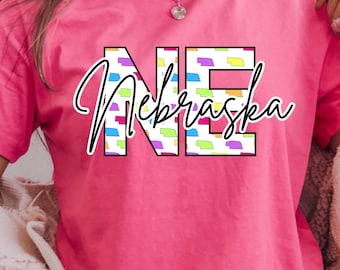 Colorful Nebraska State Outline PNG - Sublimation and DTF Design (Digital Download)